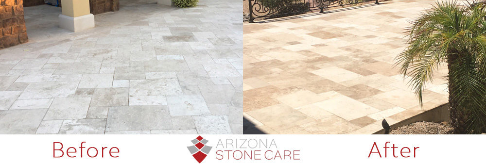 Natural Stone Tile Cleaning Restoration In Phoenix Arizona Travertine Floor Restoration Before And After