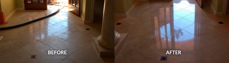 Before and After Our Cleaning Services On Porcelain Tiles
