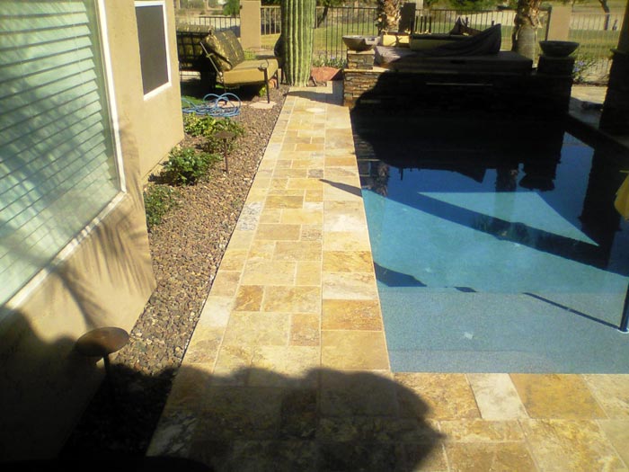 Pool with travertine tiles