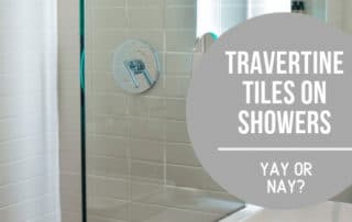 shower with travertine tiles