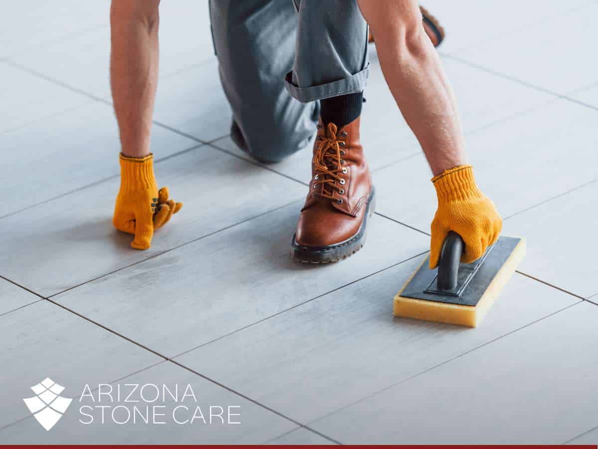 A man applying Porcelain Tile Sealers
