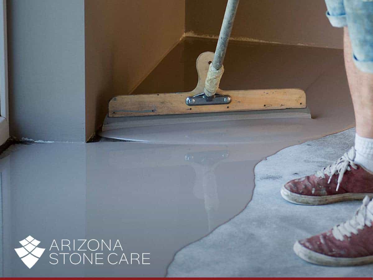 Applying Water-Based Stone Sealers to a concrete floor for smooth surface protection